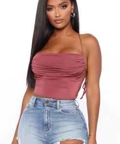 FashionNob Caught You Staring Crop Top - Marsala