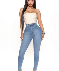 Mysite New Today Dare Devil High Rise Skinny Jeans - Medium Blue Wash