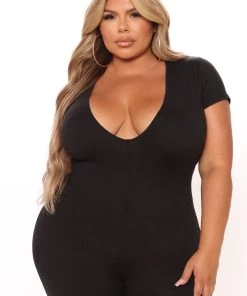 FashionNob Teddies & Babydolls Cassandra Open Back Jumpsuit - Black