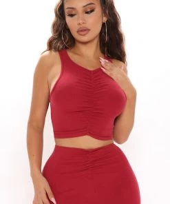 FashionNob Check My Vibe Skirt Set - Wine