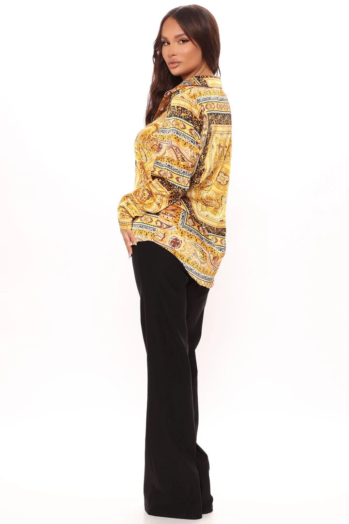 Fashion Nova Luxe Choice Satin Shirt - Yellow/combo Office Babe 4 Fashion Nova Luxe Choice Satin Shirt - Yellow/combo Office Babe