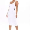 Mysite Rachel Racerback Midi Dress - White