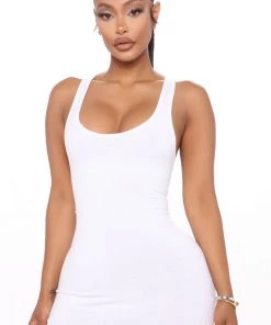 Mysite Rachel Racerback Midi Dress - White