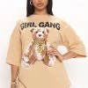Fashion Nova Teddies & Babydolls Girl Gang Teddy Tunic Top - Khaki