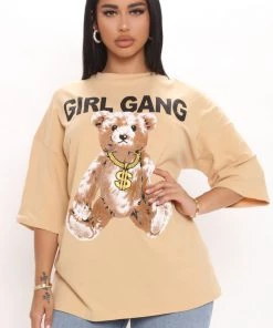 Fashion Nova Teddies & Babydolls Girl Gang Teddy Tunic Top - Khaki