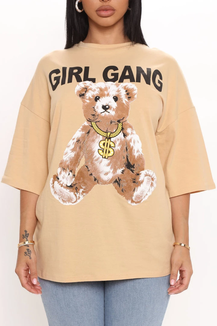 Fashion Nova Teddies & Babydolls Girl Gang Teddy Tunic Top - Khaki 5 Fashion Nova Teddies & Babydolls Girl Gang Teddy Tunic Top - Khaki