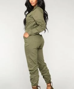 FashionNob Aviator Babe Jumpsuit - Olive Best Sellers