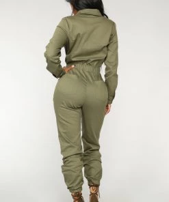 FashionNob Aviator Babe Jumpsuit - Olive Best Sellers