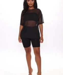 Mysite Nice And Clear 3 Piece Biker Short Set - Black New Today