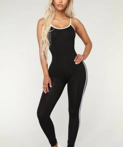 Fashion Nova Influencer Looks Post Gym Selfie Jumpsuit - Black