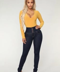 Fashion Nova Shut It Down Skinny Jeans - Dark Wash