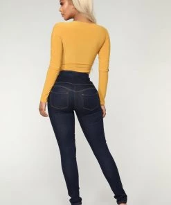 Fashion Nova Shut It Down Skinny Jeans - Dark Wash