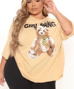 Fashion Nova Teddies & Babydolls Girl Gang Teddy Tunic Top - Khaki 14 Fashion Nova Teddies & Babydolls Girl Gang Teddy Tunic Top - Khaki