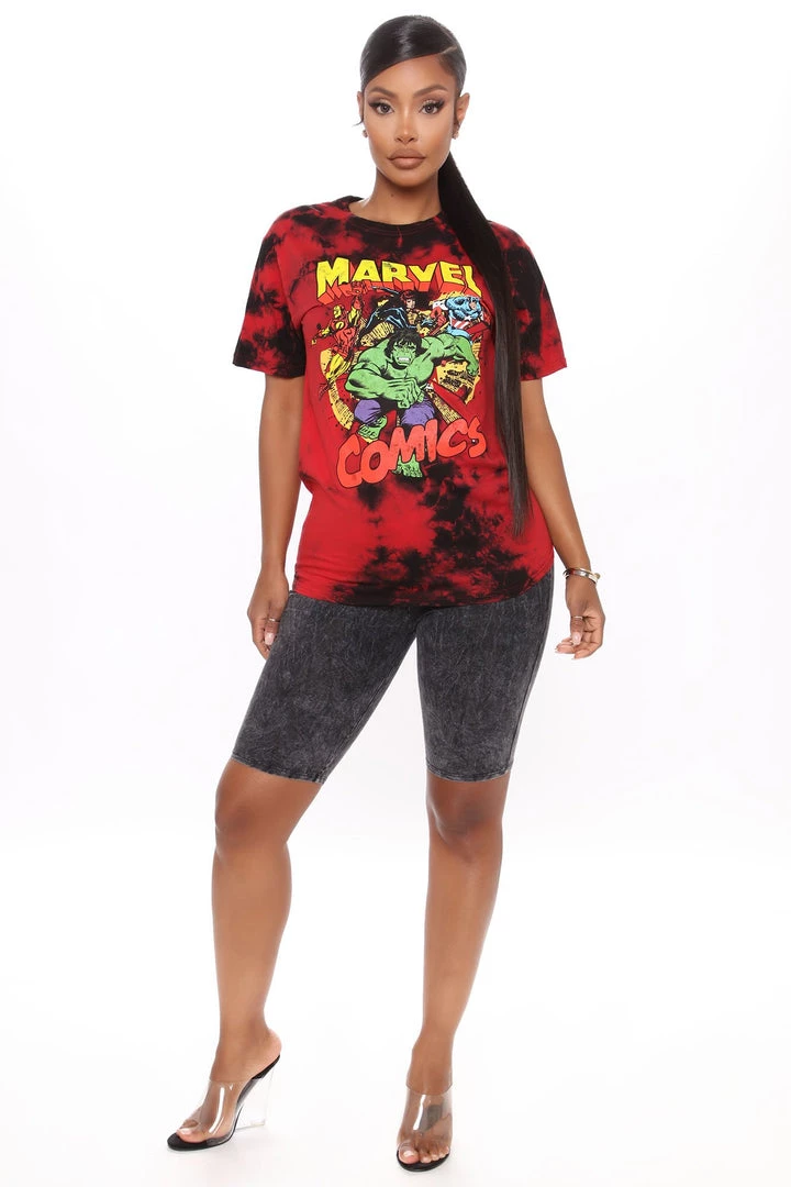 Fashion Nova Marvel Comics Tie Dye Top - Red/Black New Today 2 Fashion Nova Marvel Comics Tie Dye Top - Red/Black New Today