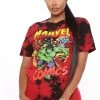 Fashion Nova Marvel Comics Tie Dye Top - Red/Black New Today