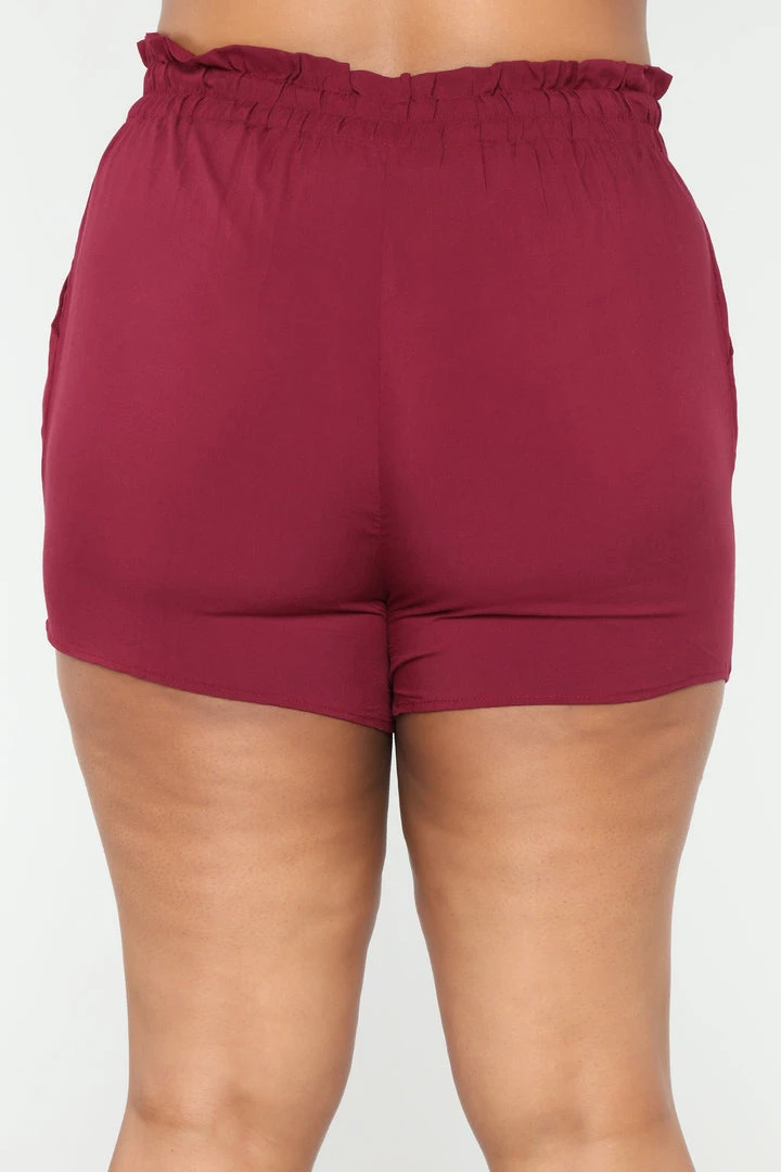 Mysite Rosie Tie Waist Shorts - Burgundy New Today 11 Mysite Rosie Tie Waist Shorts - Burgundy New Today