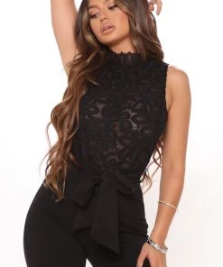 Fashion Nova Teddies & Babydolls Luxury And Lace Jumpsuit - Black