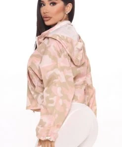 Fashion Nob Hidden Forest Camo Windbreaker - Pink/combo
