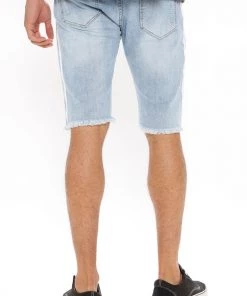 Mysite Picture Me Rollin Striped Denim Shorts - LightWash