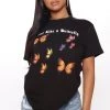 Fashion Nova Teddies & Babydolls Float Like A Butterfly Tee - Black