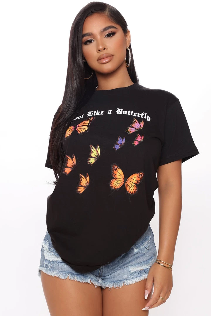 Fashion Nova Teddies & Babydolls Float Like A Butterfly Tee - Black 1 Fashion Nova Teddies & Babydolls Float Like A Butterfly Tee - Black