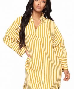 Mysite Underlying Meaning Stripe Tunic - Mustard New Today