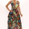 FashionNob Bimini Days Tropical Maxi Dress - Black/combo