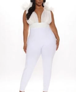 Fashion Nova Editorial Bandage Jumpsuit - White
