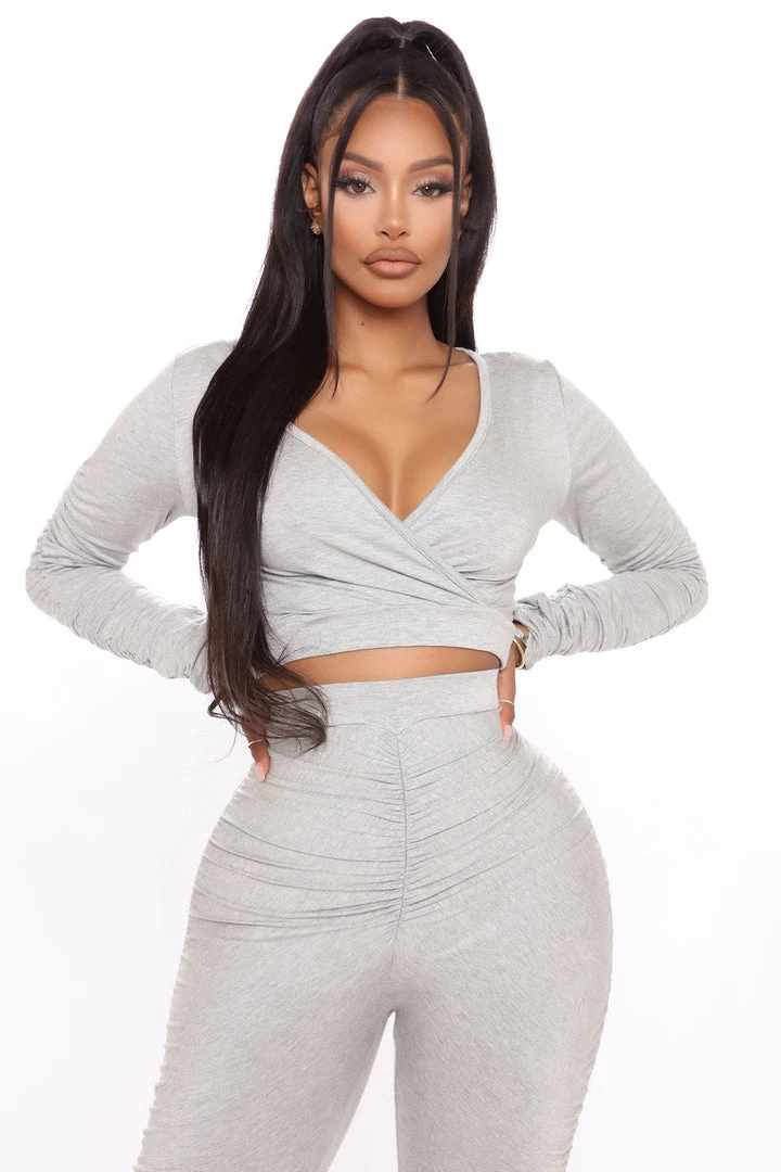 Fashion Nova Joyous Ruched Legging Set - Heather Grey 2 Fashion Nova Joyous Ruched Legging Set - Heather Grey