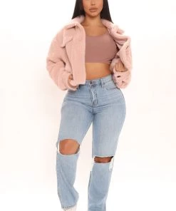 Fashion Nob A Little Warmer Faux Fur Jacket - Mauve
