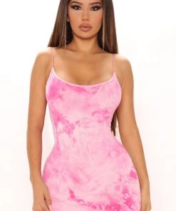 Mysite Good Time Tie Dye Mini Dress - Pink/combo New Today