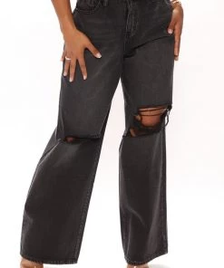 Fashion Nova Flip Out Wide Leg Skater Jeans - Black New Today