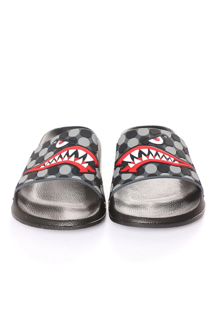 Fashion Nova Shark Slides - Black/combo