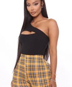 Mysite She's Cutting Edge One Shoulder Bodysuit - Black New Today