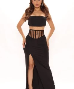 Fashion Nova Forever Your Lady Maxi Skirt Set - Black SETS