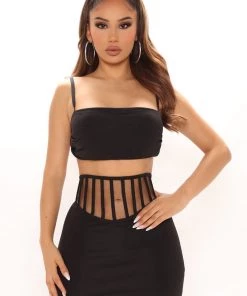 Fashion Nova Forever Your Lady Maxi Skirt Set - Black SETS