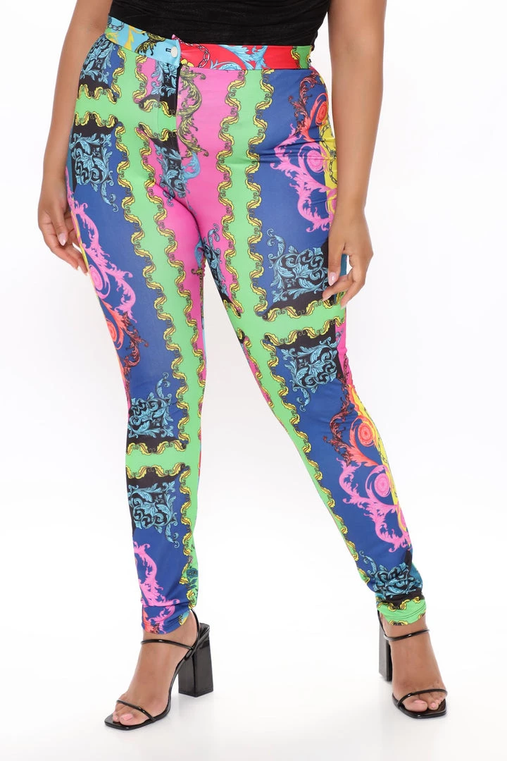 Fashion Nova Dipped In Baroque High Waist Pants - Pink/combo 6 Fashion Nova Dipped In Baroque High Waist Pants - Pink/combo