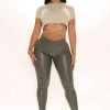 Fashion Nova Liliana Faux Leather Leggings - Olive Teddies & Babydolls