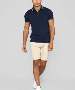 Fashion Nova New Today Wilson Short Sleeve Polo - Navy