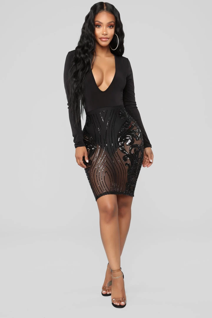 Mysite Call Out My Name Sequin Dress - Black DRESSES 3 Mysite Call Out My Name Sequin Dress - Black DRESSES
