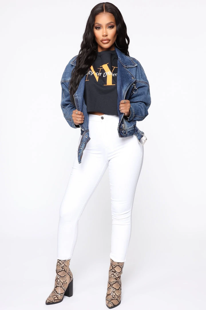 Fashion Nob Malika Denim Jacket - Dark Wash Influencer Looks