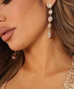 Fashion Nova Time To Shine Earrings - Clear/Gold Teddies & Babydolls