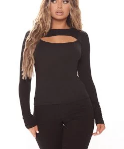 FashionNob Teddies & Babydolls Caught In The Moment Top - Black
