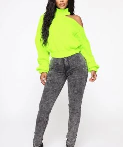 Fashion Nova Cut Me Off Sweater - Neon Yellow Influencer Looks