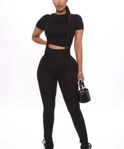 Fashion Nova Influencer Looks Clear Your Schedule Ruched Pant Set - Black