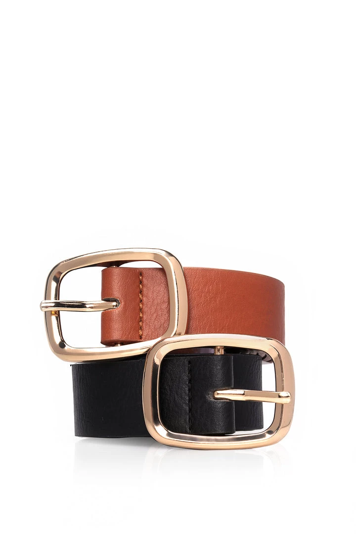 Fashion Nova Essential Basic Belt Set - Black/Tan 2 Fashion Nova Essential Basic Belt Set - Black/Tan