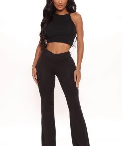 Mysite Mutual Feelings Flare Pant - Black Teddies & Babydolls