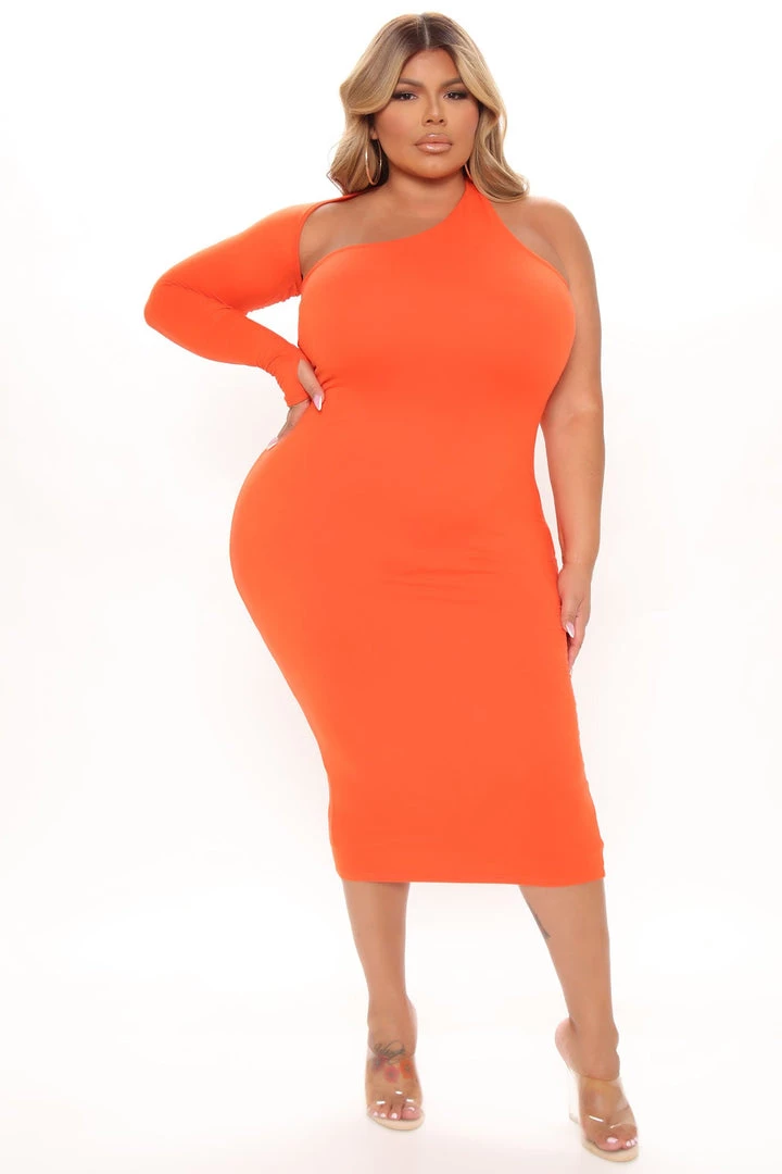 Fashion Nob Number One Midi Dress - Orange Influencer Looks