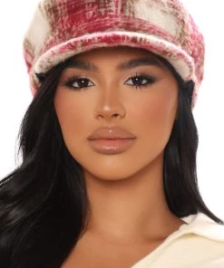 FashionNob Aren't You Lovely Cabbie Hat - Burgundy/combo Teddies & Babydolls