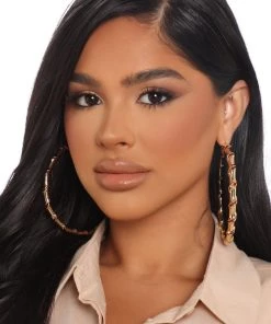 Fashion Nova Teddies & Babydolls Leave The Attitude Behind Hoop Earrings - Gold